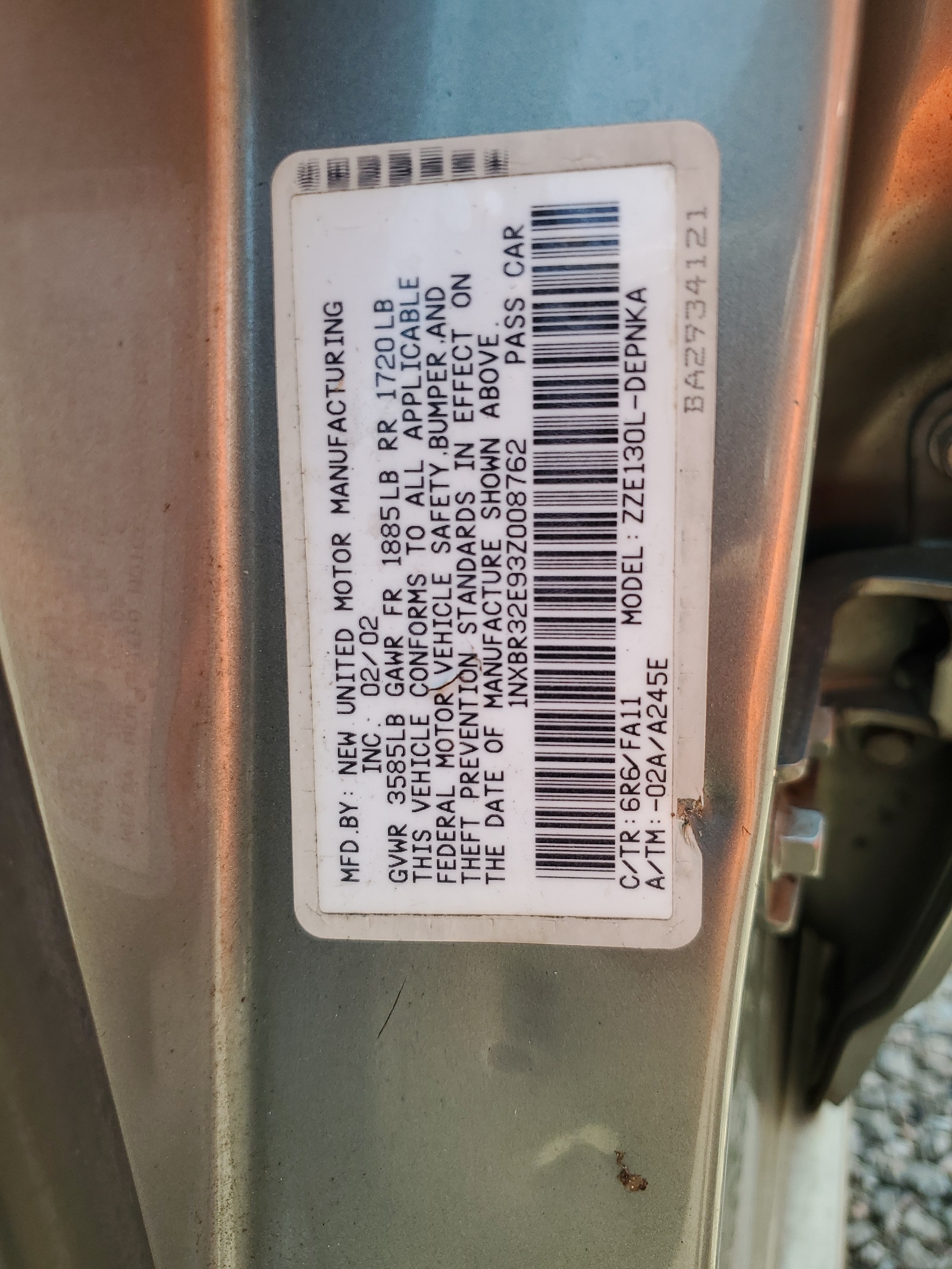 1NXBR32E93Z008762 2003 Toyota Corolla Ce