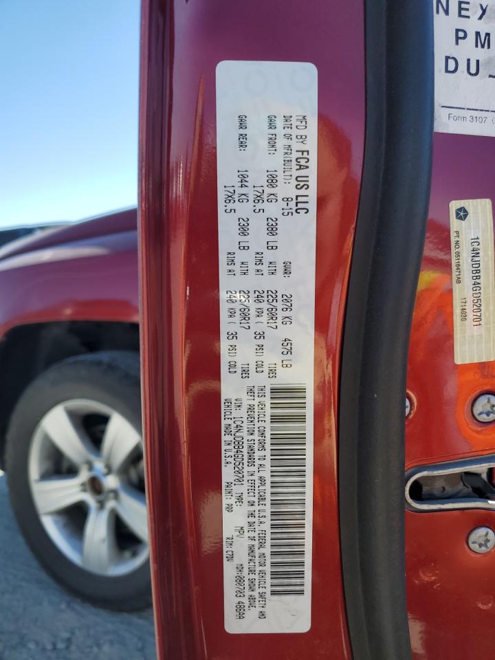 2016 Jeep Compass Sport VIN: 1C4NJDBB4GD520701 Lot: 67980884