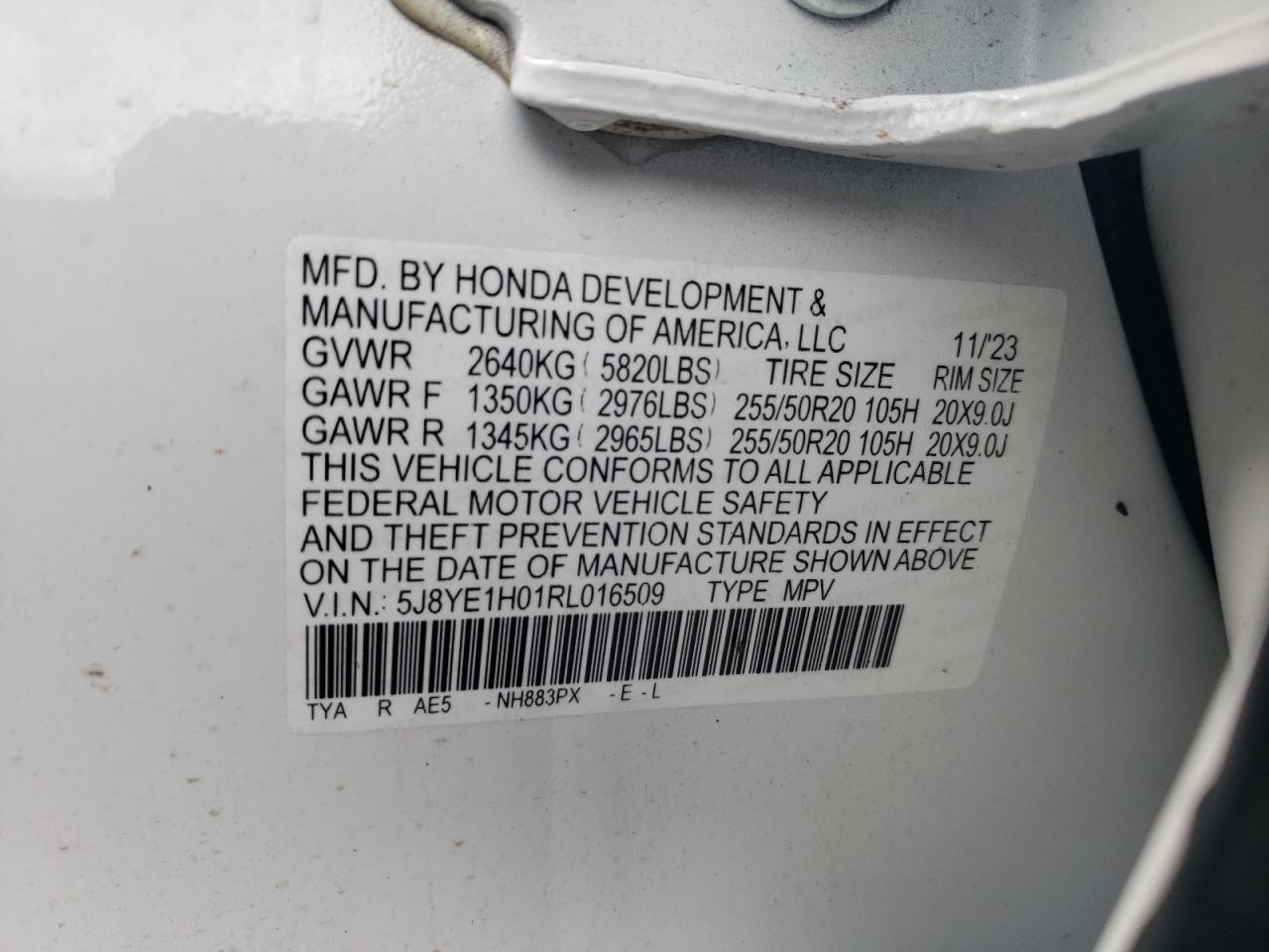 5J8YE1H01RL016509 2024 Acura Mdx A-Spec