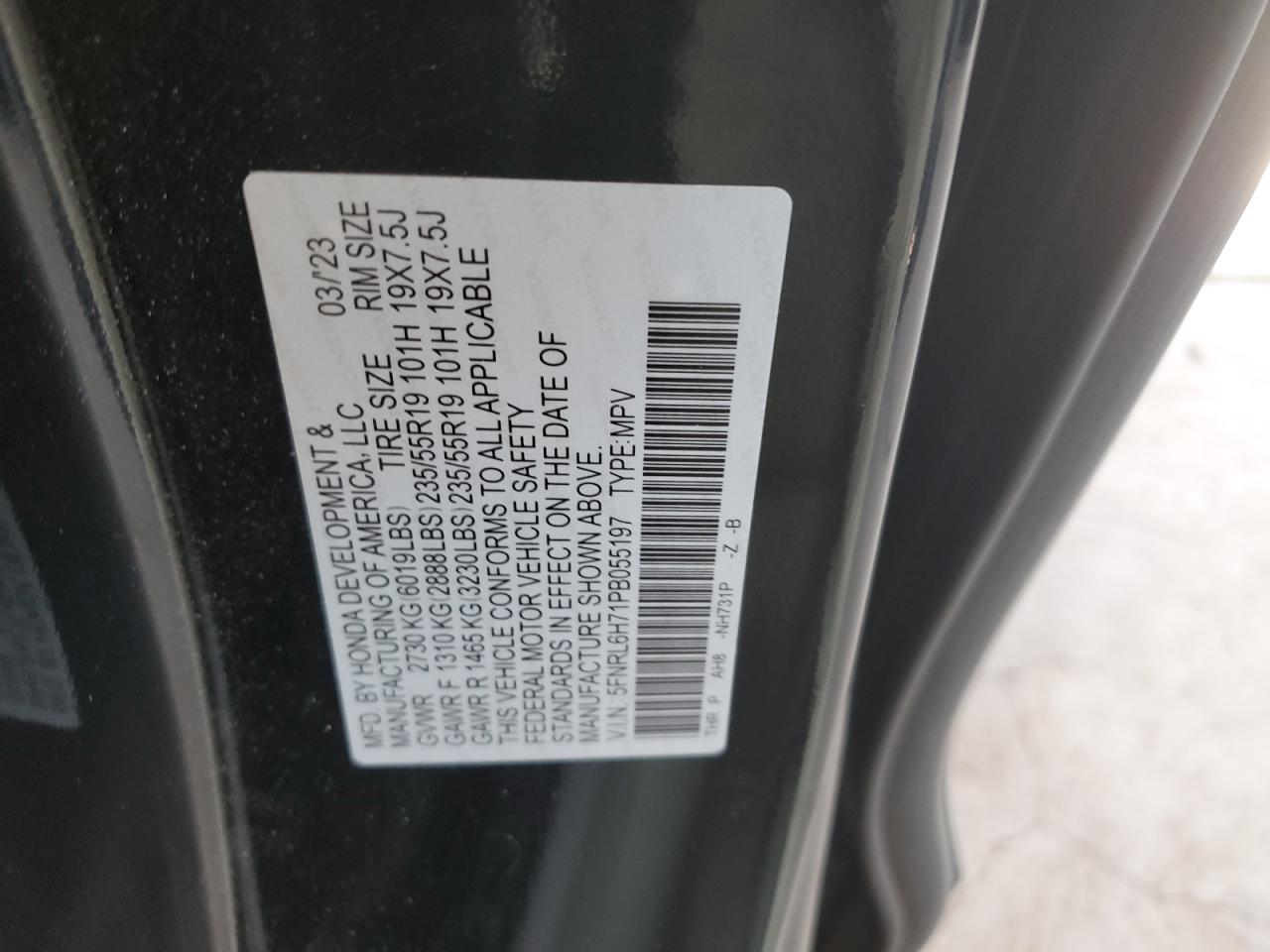 5FNRL6H71PB055197 2023 Honda Odyssey Sport-L