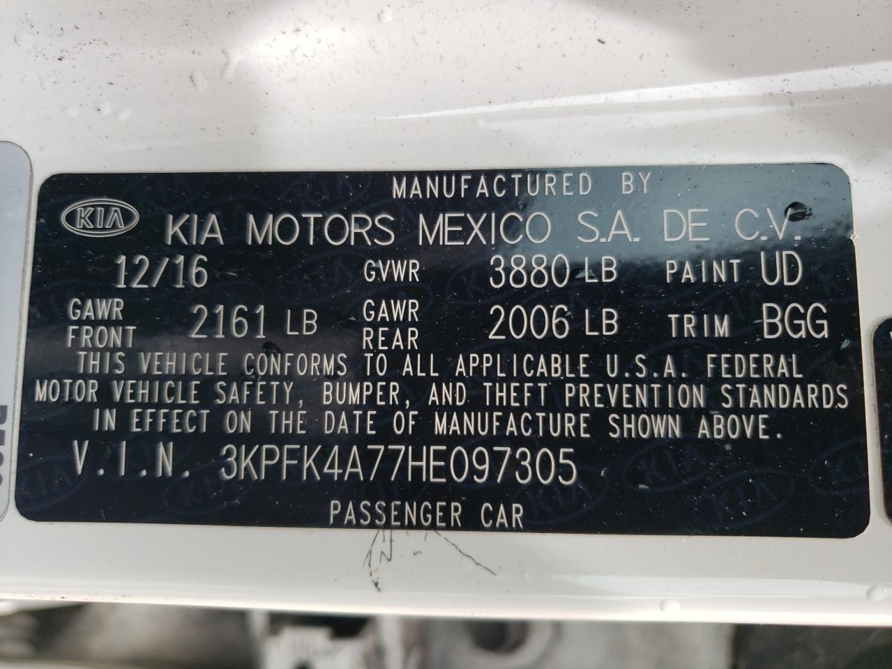 2017 Kia Forte Lx VIN: 3KPFK4A77HE097305 Lot: 65328724