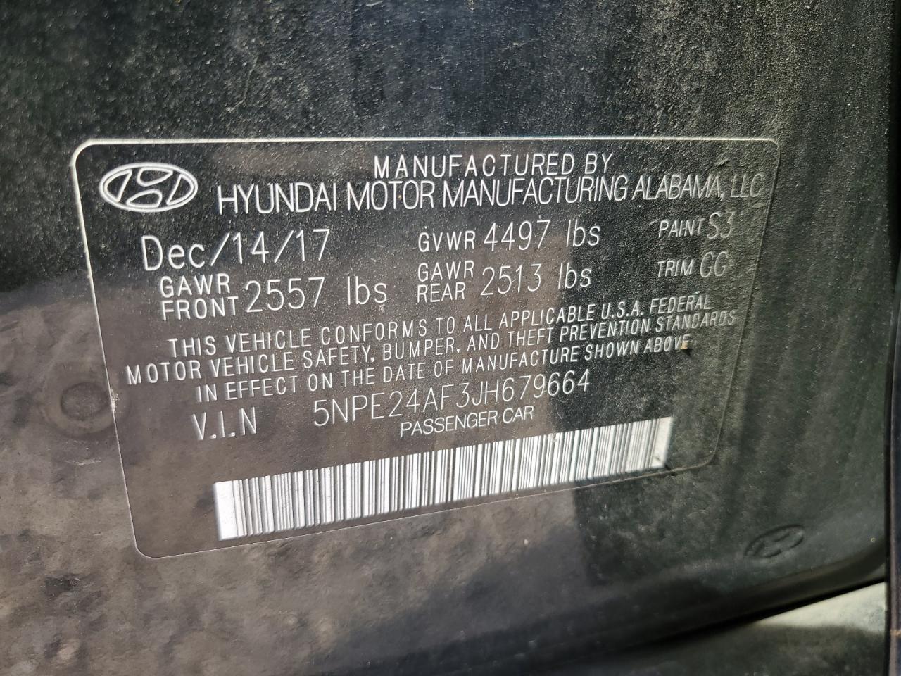 2018 Hyundai Sonata Se VIN: 5NPE24AF3JH679664 Lot: 65318554