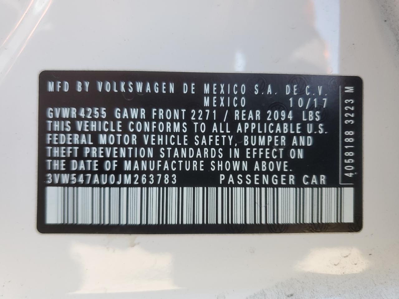 3VW547AU0JM263783 2018 Volkswagen Gti S