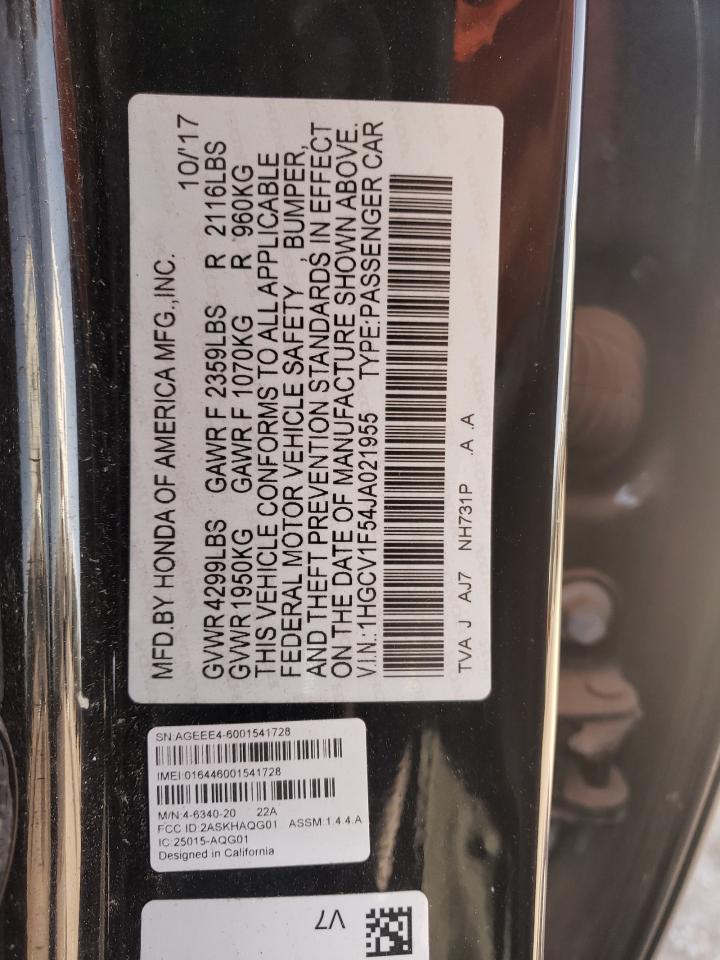 1HGCV1F54JA021955 2018 Honda Accord Exl