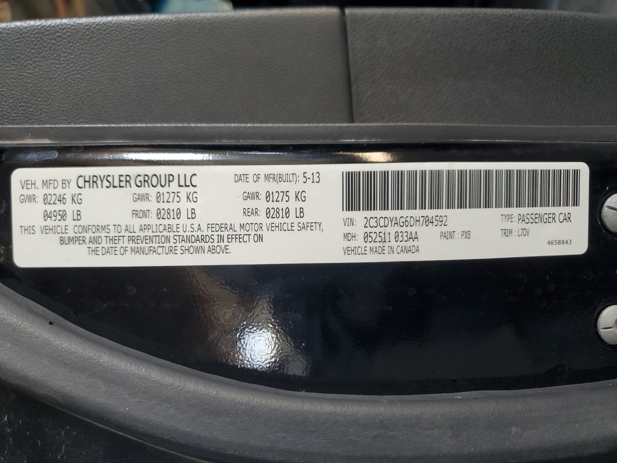 2C3CDYAG6DH704592 2013 Dodge Challenger Sxt