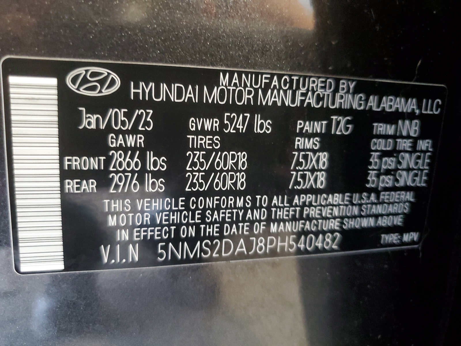 5NMS2DAJ8PH540482 2023 Hyundai Santa Fe Sel