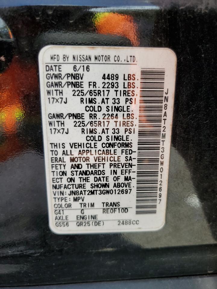 2016 Nissan Rogue S VIN: JN8AT2MT3GW012697 Lot: 65790944