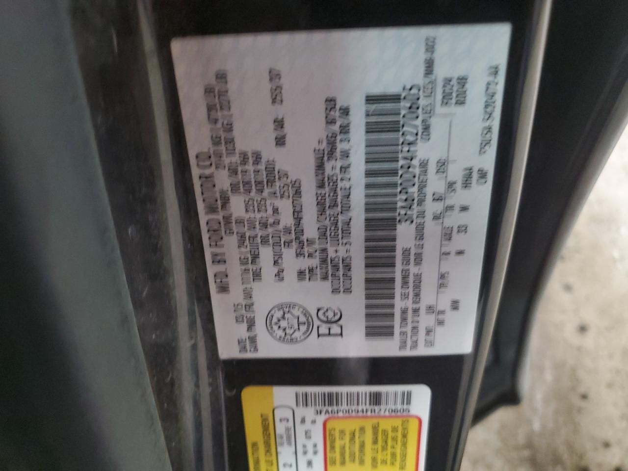 3FA6P0D94FR270605 2015 Ford Fusion Titanium