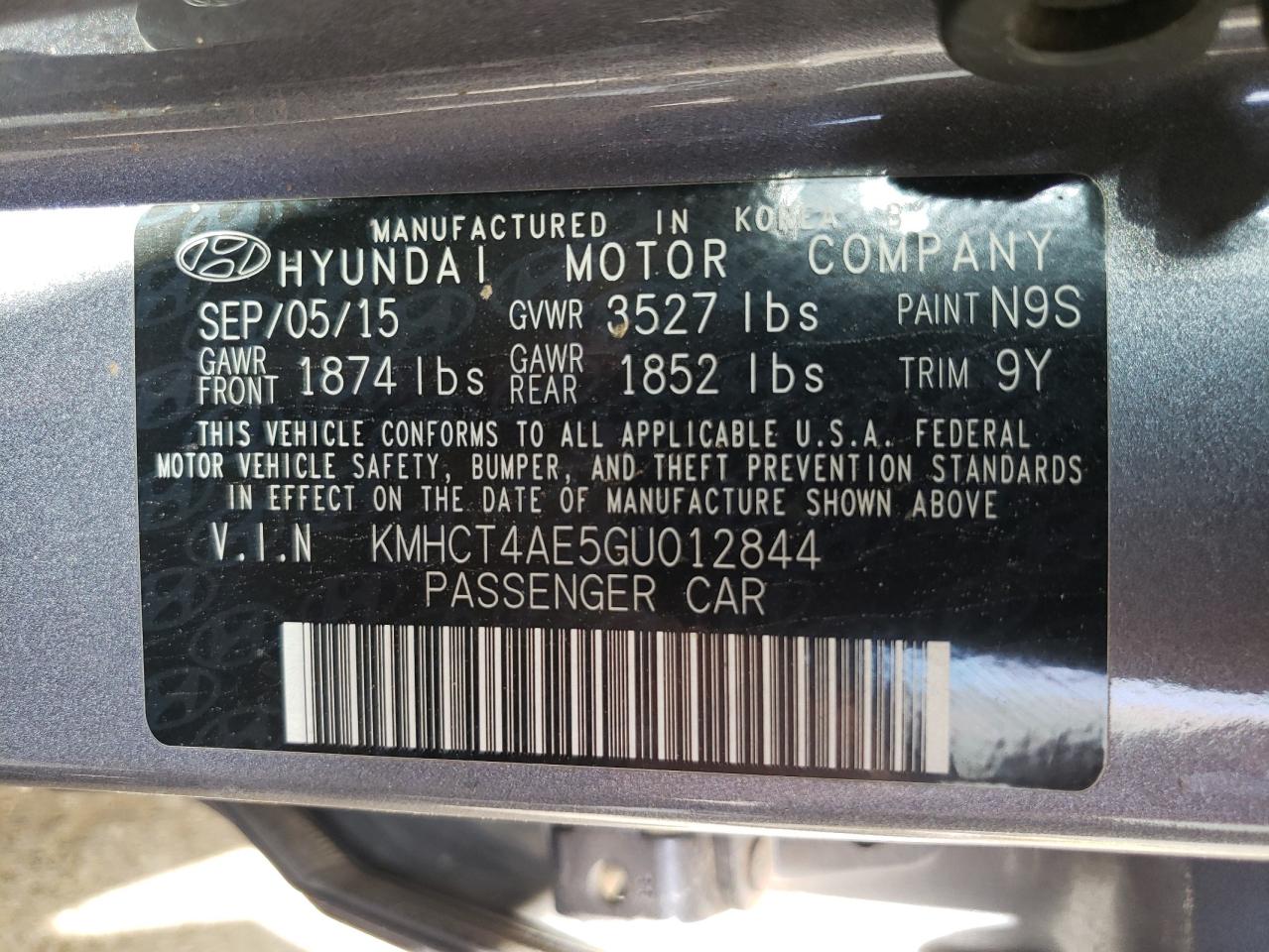 KMHCT4AE5GU012844 2016 Hyundai Accent Se