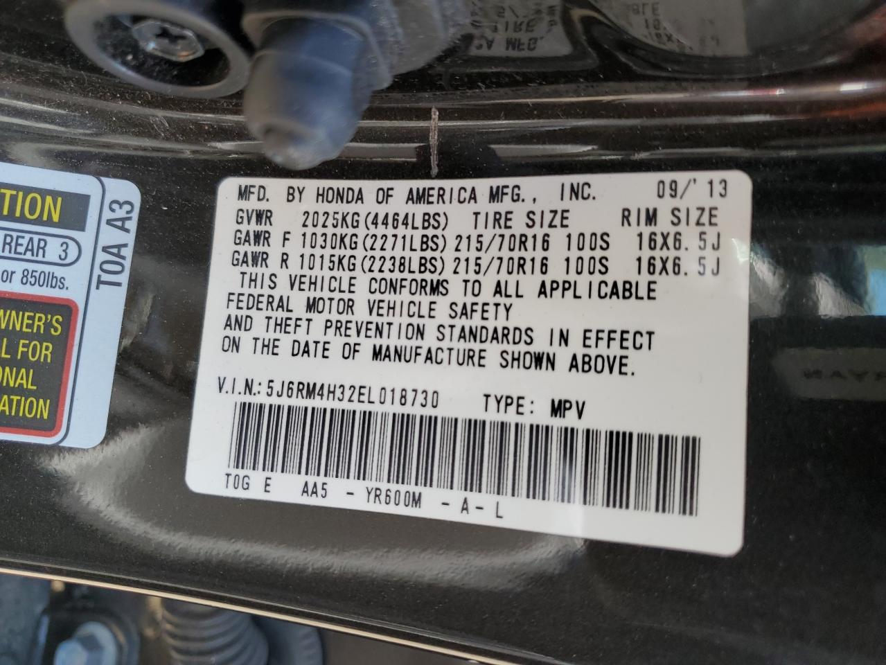 5J6RM4H32EL018730 2014 Honda Cr-V Lx