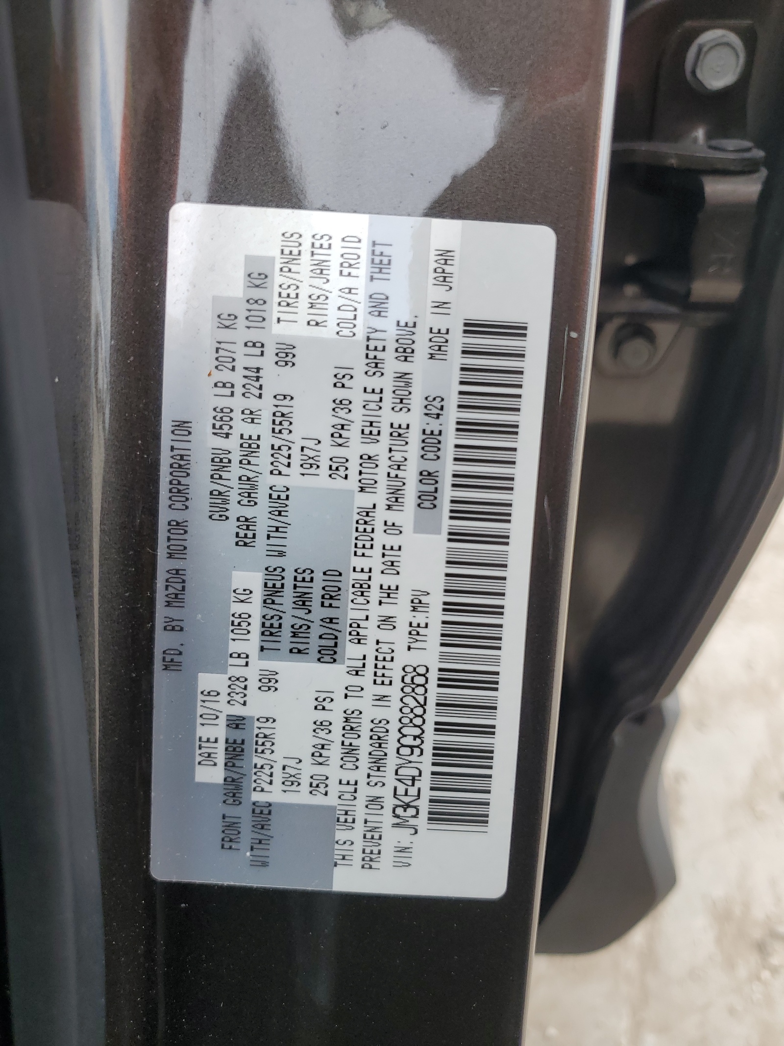 JM3KE4DY9G0882868 2016 Mazda Cx-5 Gt