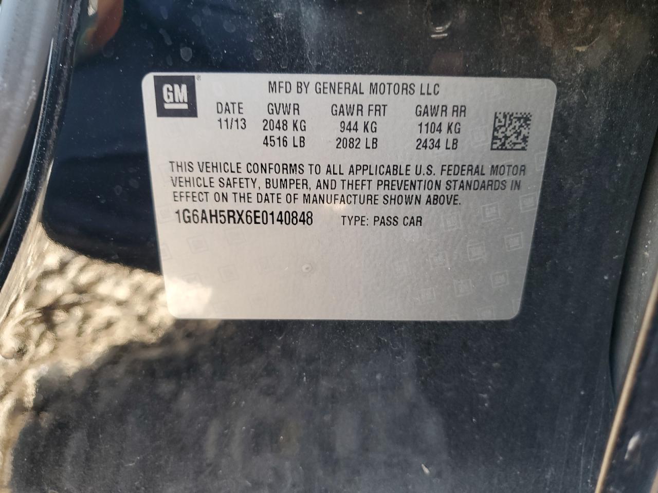 2014 Cadillac Ats Luxury VIN: 1G6AH5RX6E0140848 Lot: 65138694