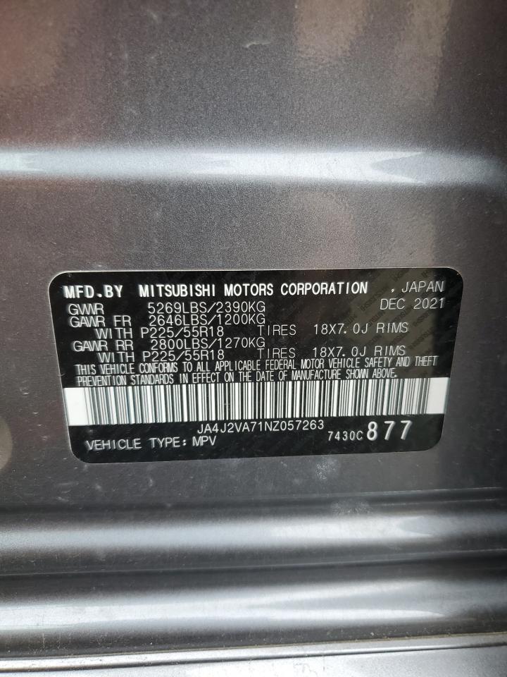 2022 Mitsubishi Outlander Sel VIN: JA4J2VA71NZ057263 Lot: 66703294