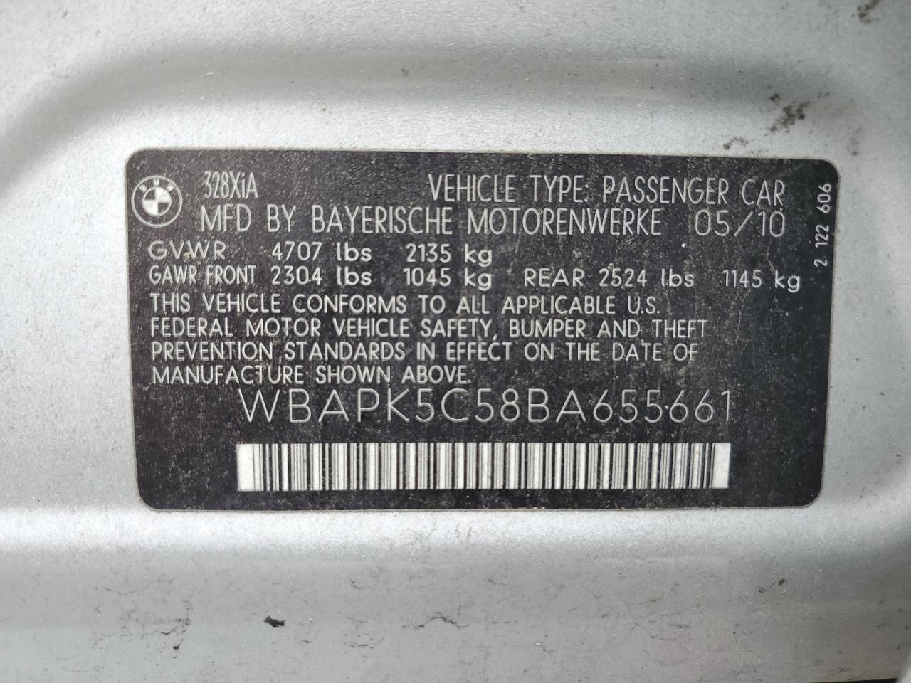 WBAPK5C58BA655661 2011 BMW 328 Xi Sulev