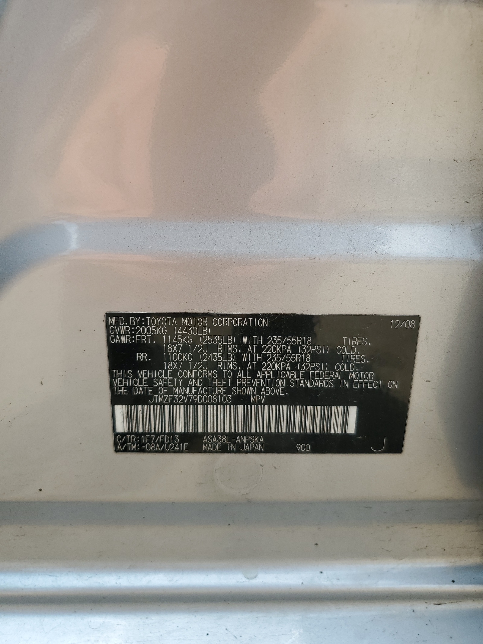 JTMZF32V79D008103 2009 Toyota Rav4 Sport