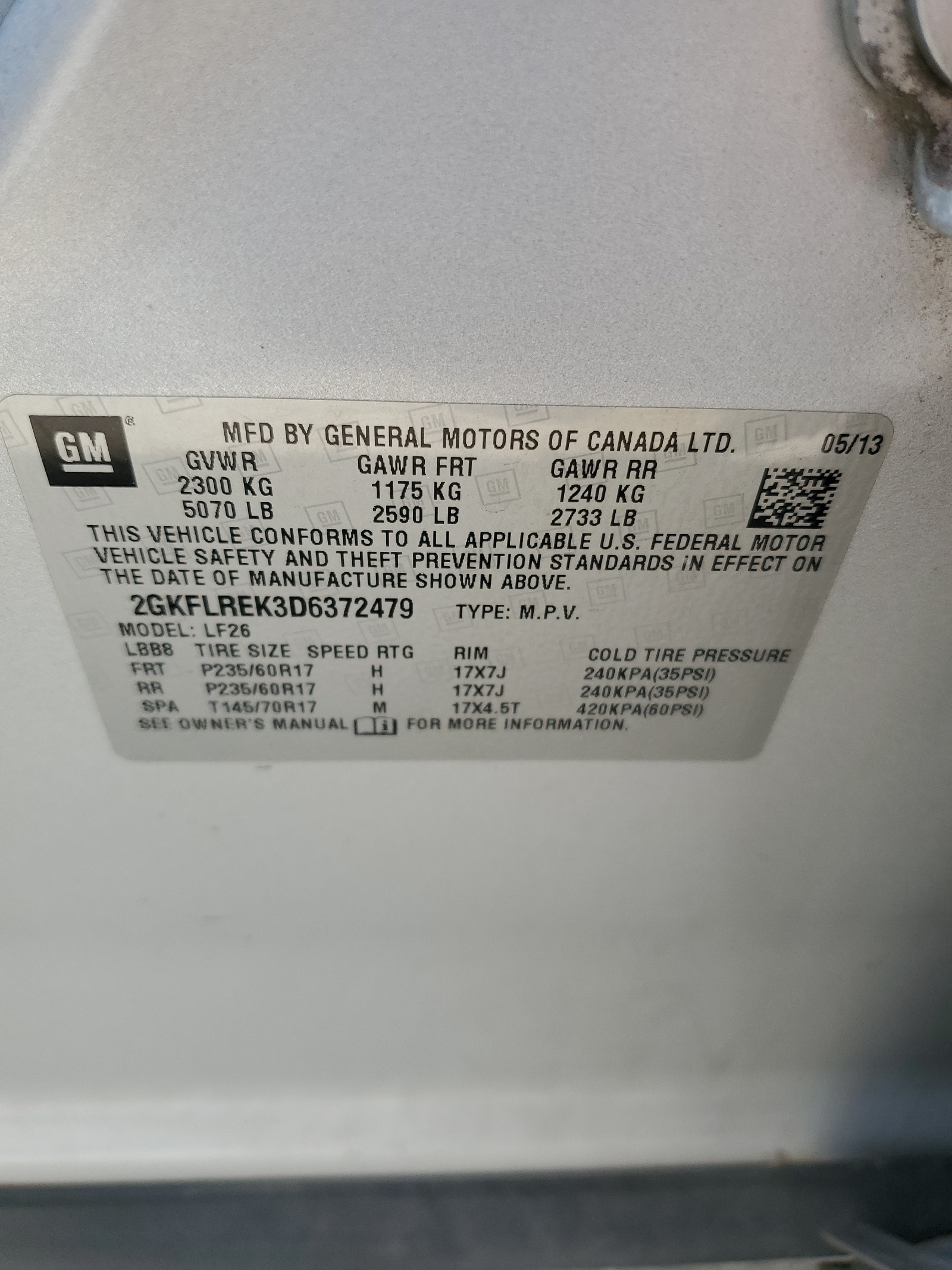 2GKFLREK3D6372479 2013 GMC Terrain Sle