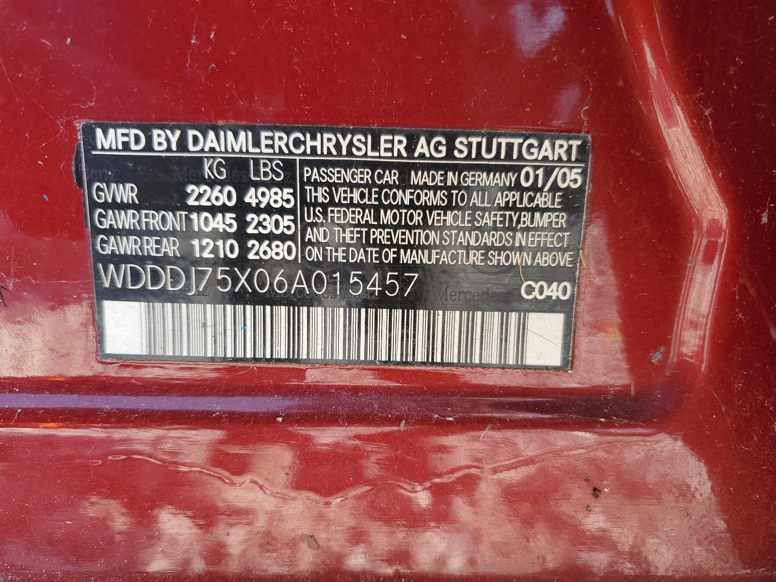 WDDDJ75X06A015457 2006 Mercedes-Benz Cls 500C