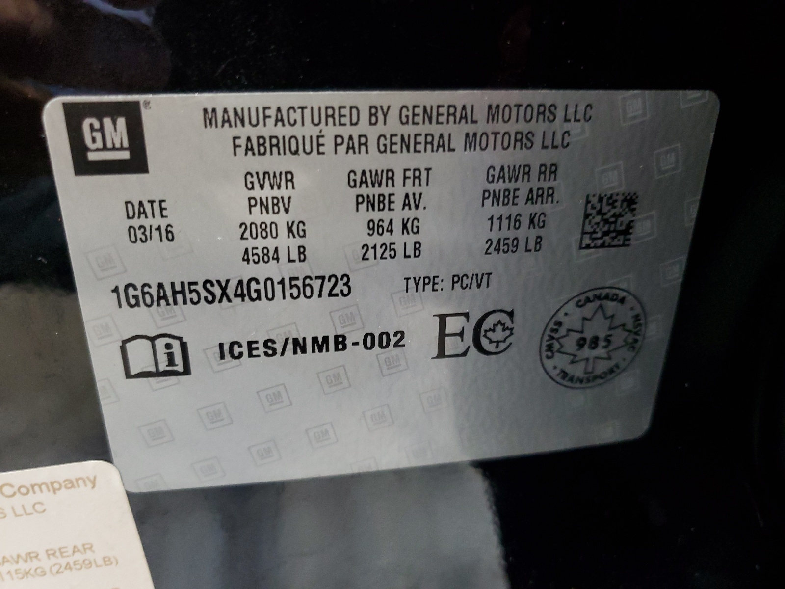 1G6AH5SX4G0156723 2016 Cadillac Ats Luxury