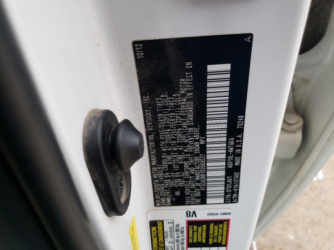 2013 Toyota Venza Le VIN: 4T3ZA3BB1DU069527 Lot: 67759324