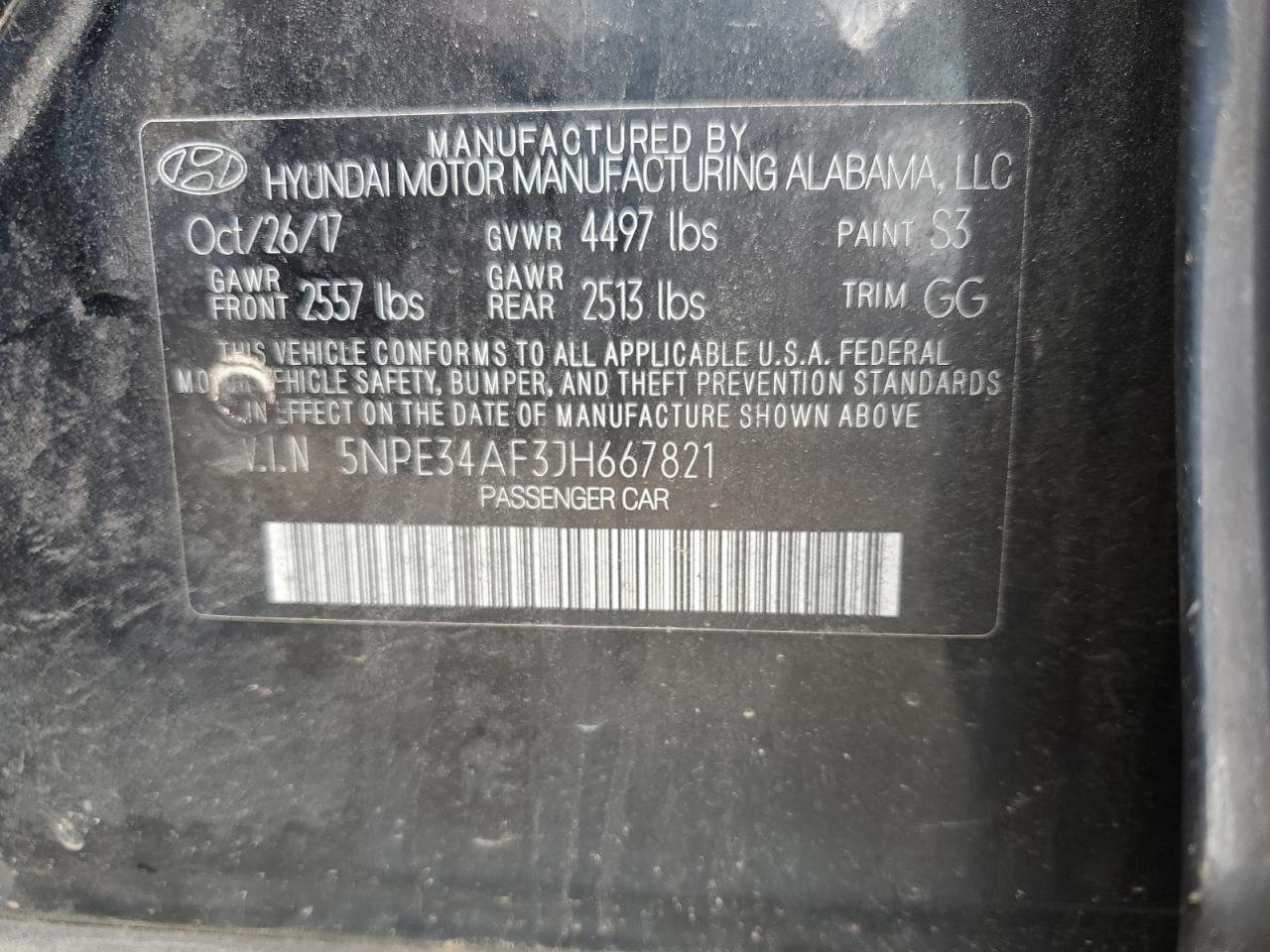 5NPE34AF3JH667821 2018 Hyundai Sonata Sport