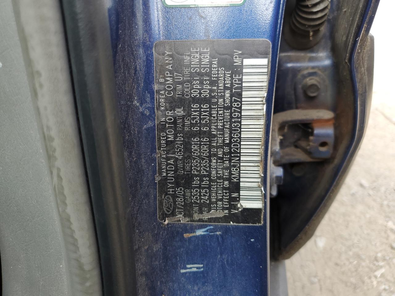 KM8JN12D36U319787 2006 Hyundai Tucson Gls