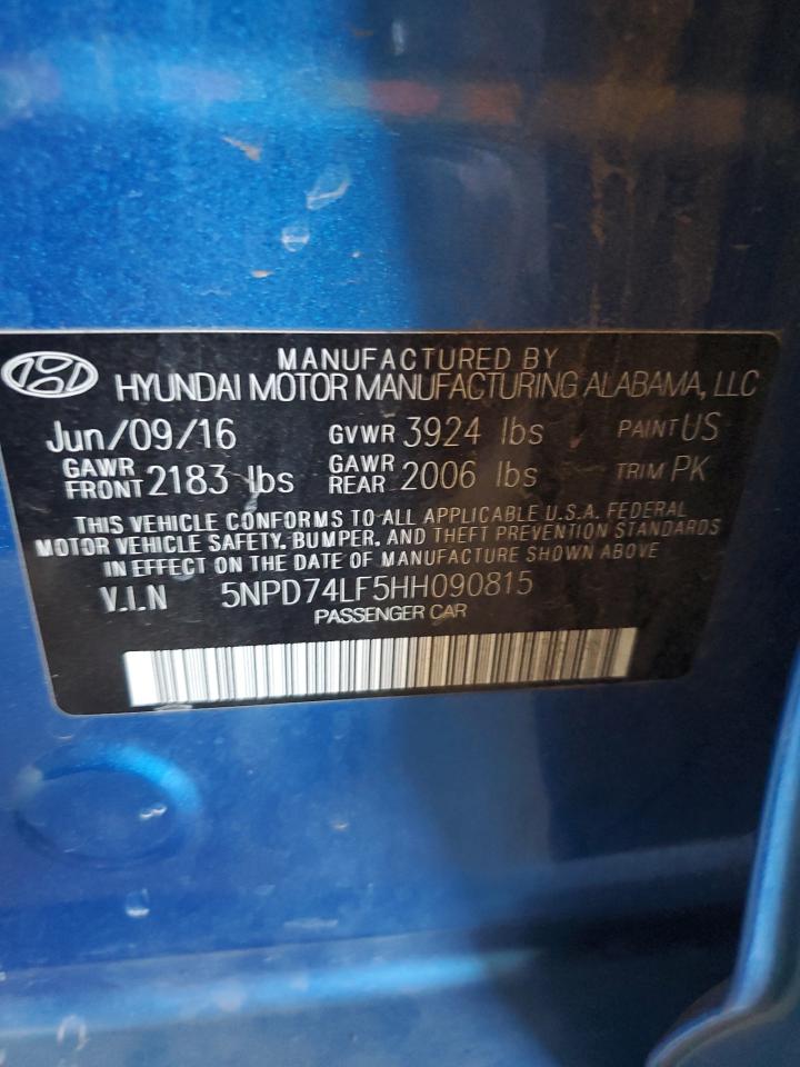 2017 Hyundai Elantra Se VIN: 5NPD74LF5HH090815 Lot: 68071354