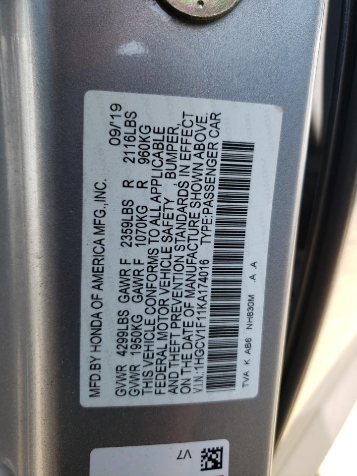 1HGCV1F11KA174016 2019 HONDA ACCORD - Image 14