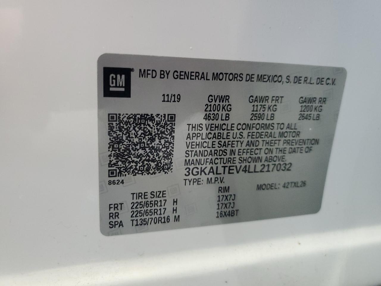 3GKALTEV4LL217032 2020 GMC Terrain Sle