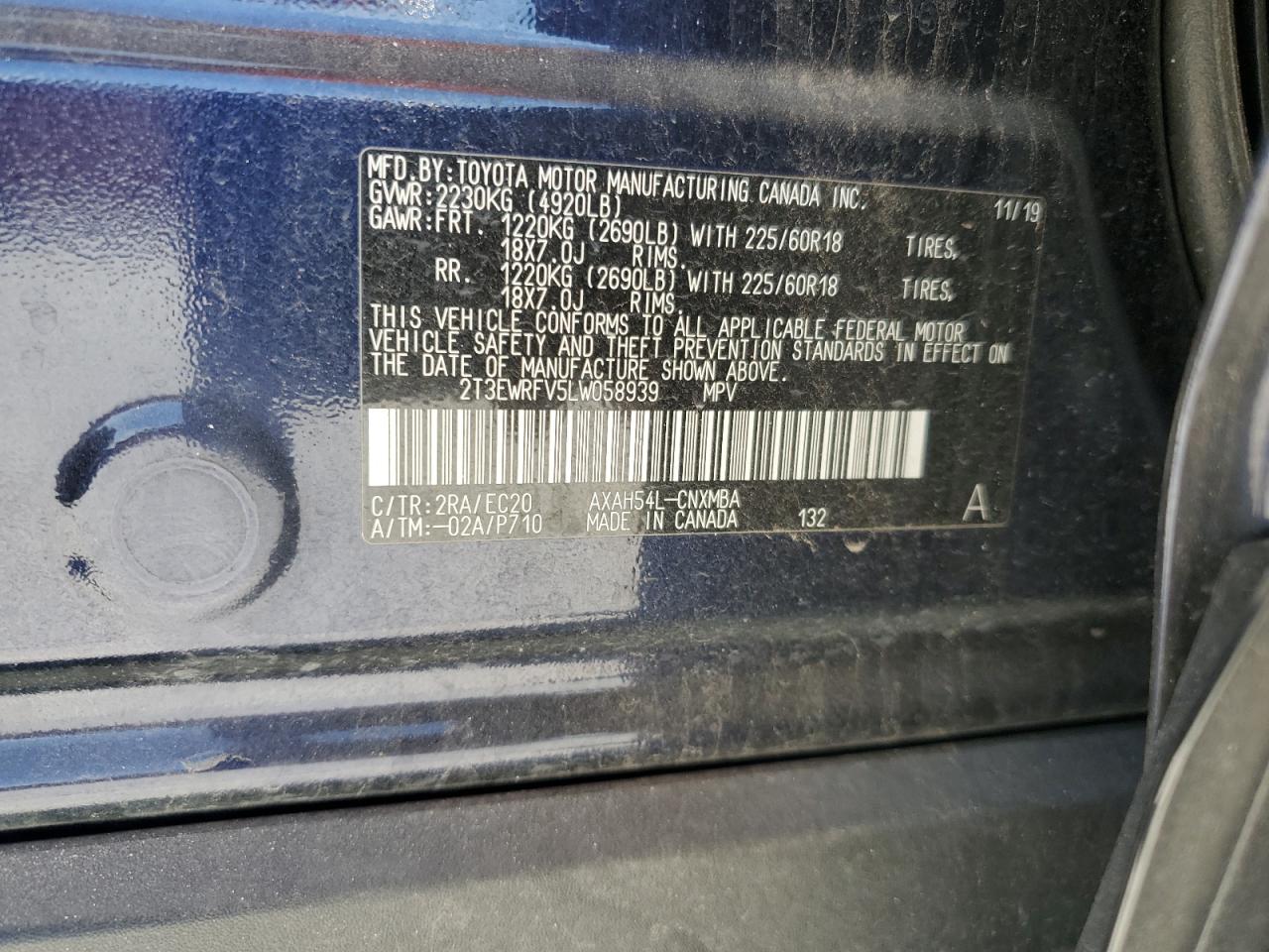 2020 Toyota Rav4 Xse VIN: 2T3EWRFV5LW058939 Lot: 67562994