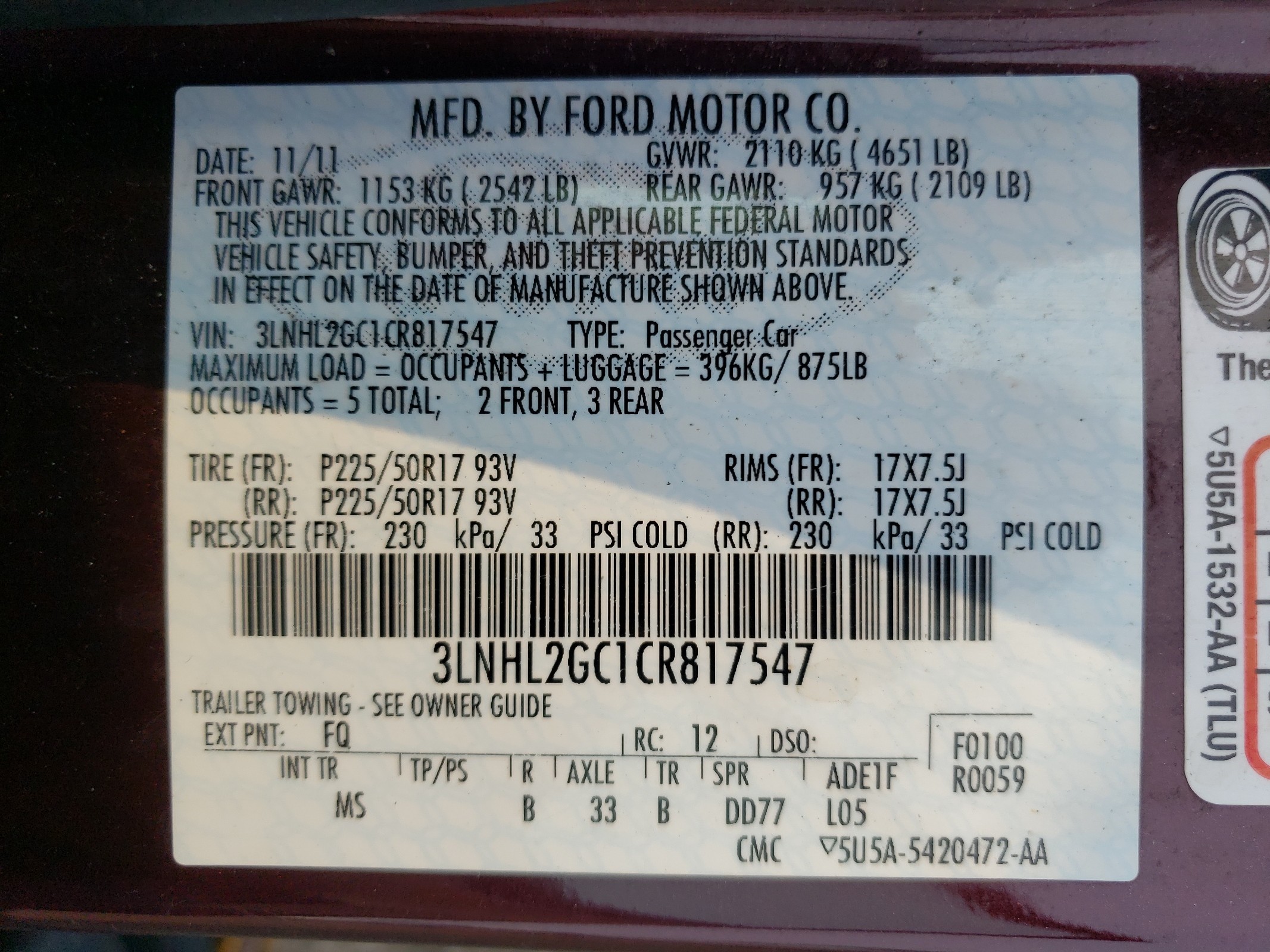 3LNHL2GC1CR817547 2012 Lincoln Mkz