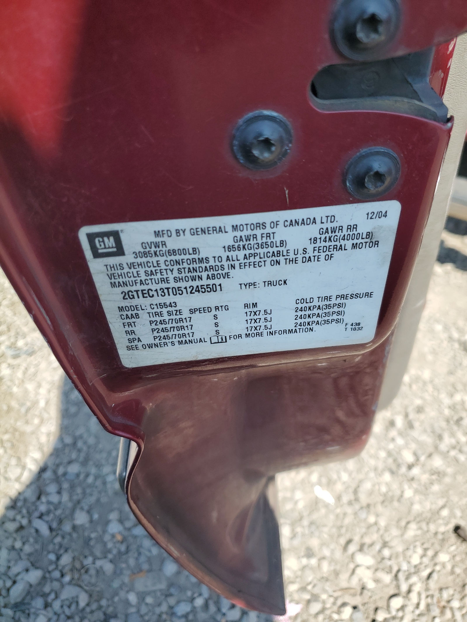 2GTEC13T051245501 2005 GMC New Sierra C1500