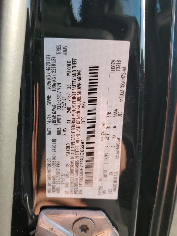 2016 Ford Escape S VIN: 1FMCU0F77GUC06291 Lot: 66122524