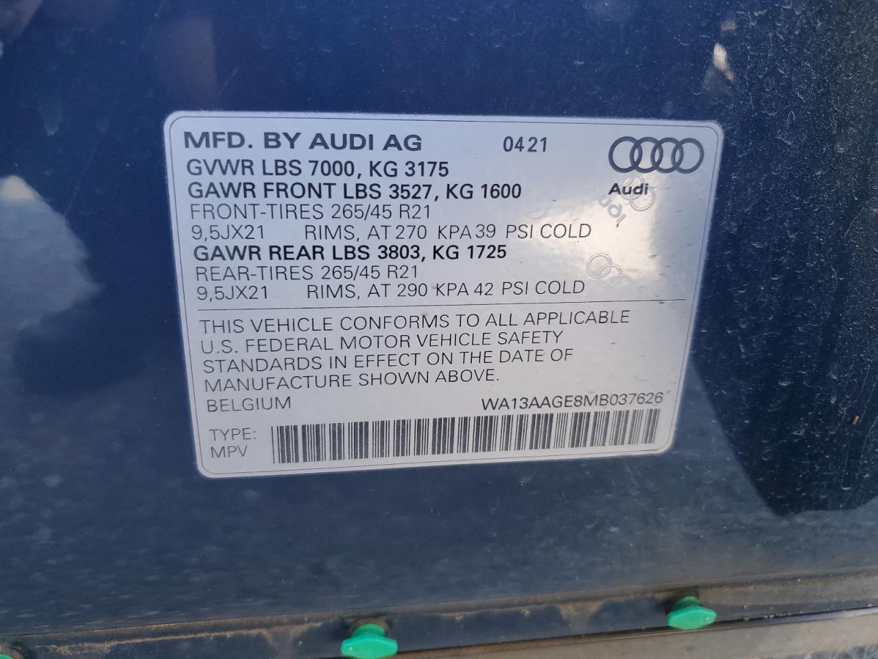 WA13AAGE8MB037626 Audi E-Tron SPO 14