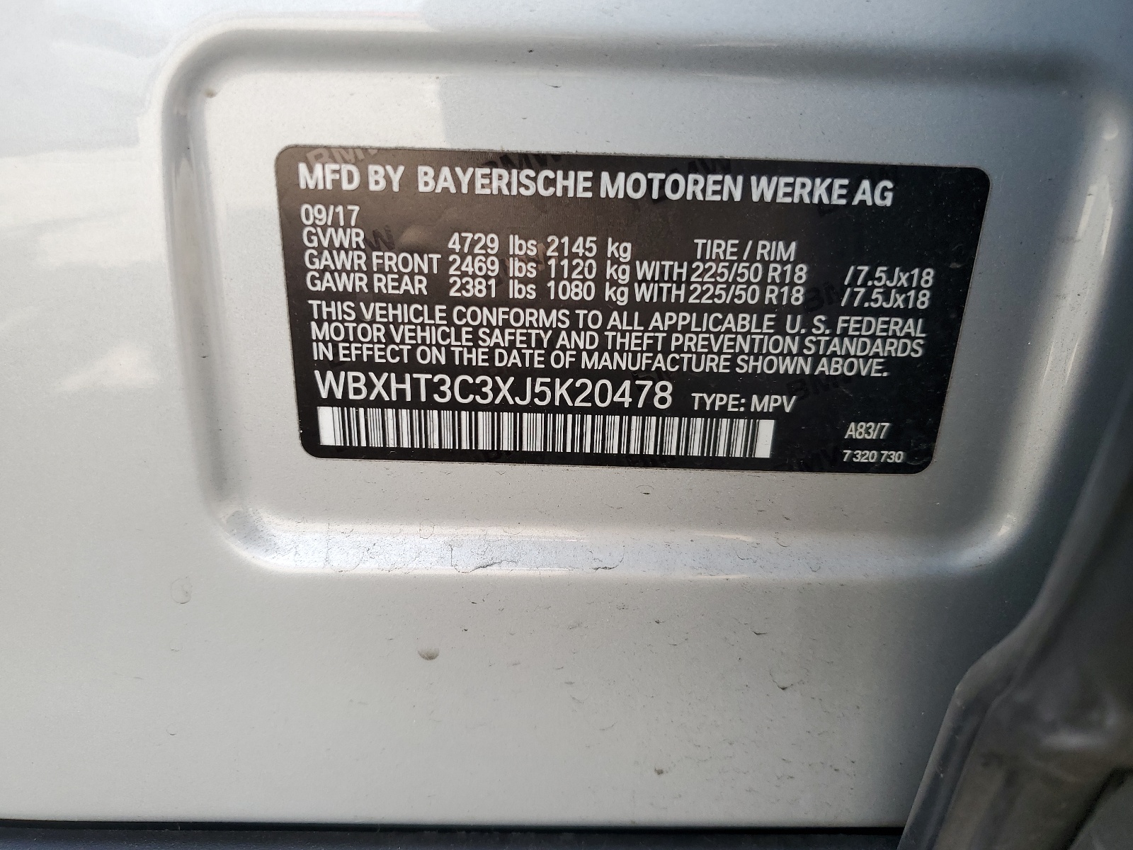 WBXHT3C3XJ5K20478 2018 BMW X1 xDrive28I