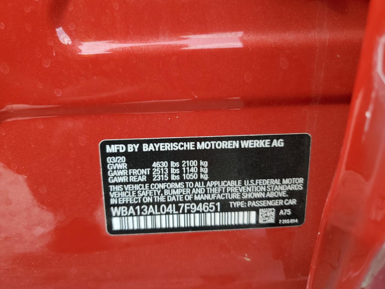 WBA13AL04L7F94651 2020 BMW M235Xi