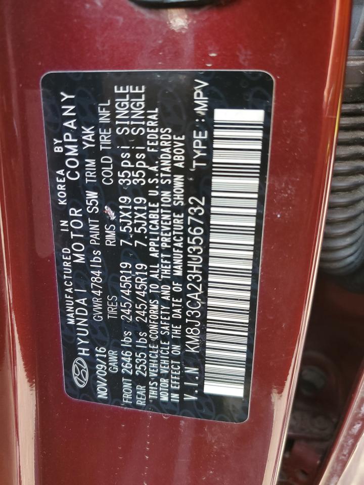 2017 Hyundai Tucson Limited VIN: KM8J3CA23HU356732 Lot: 66222724