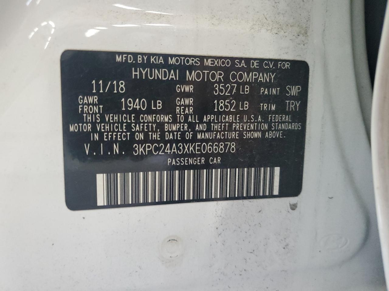 2019 Hyundai Accent Se VIN: 3KPC24A3XKE066878 Lot: 67741064