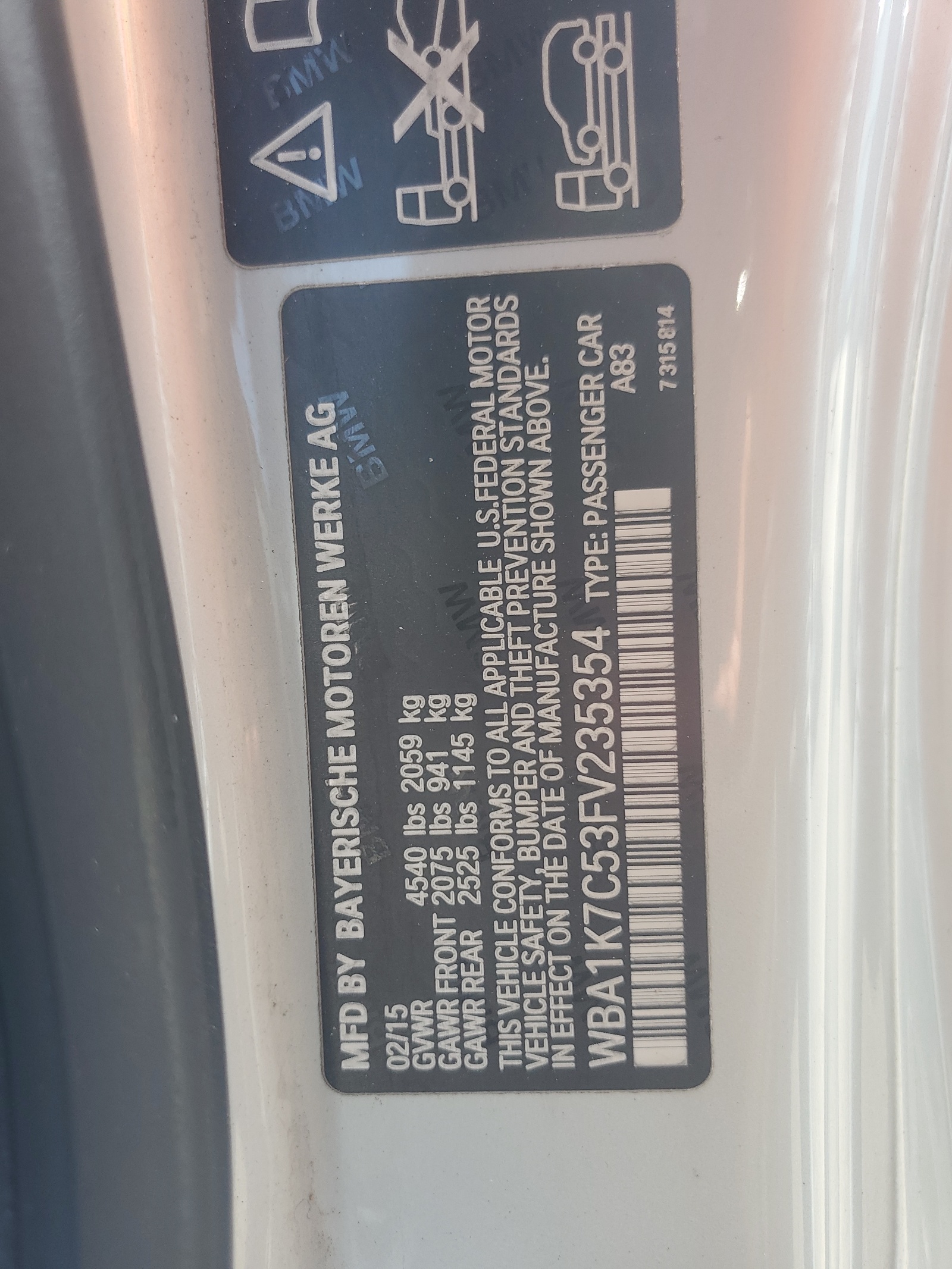 WBA1K7C53FV235354 2015 BMW 228 Xi