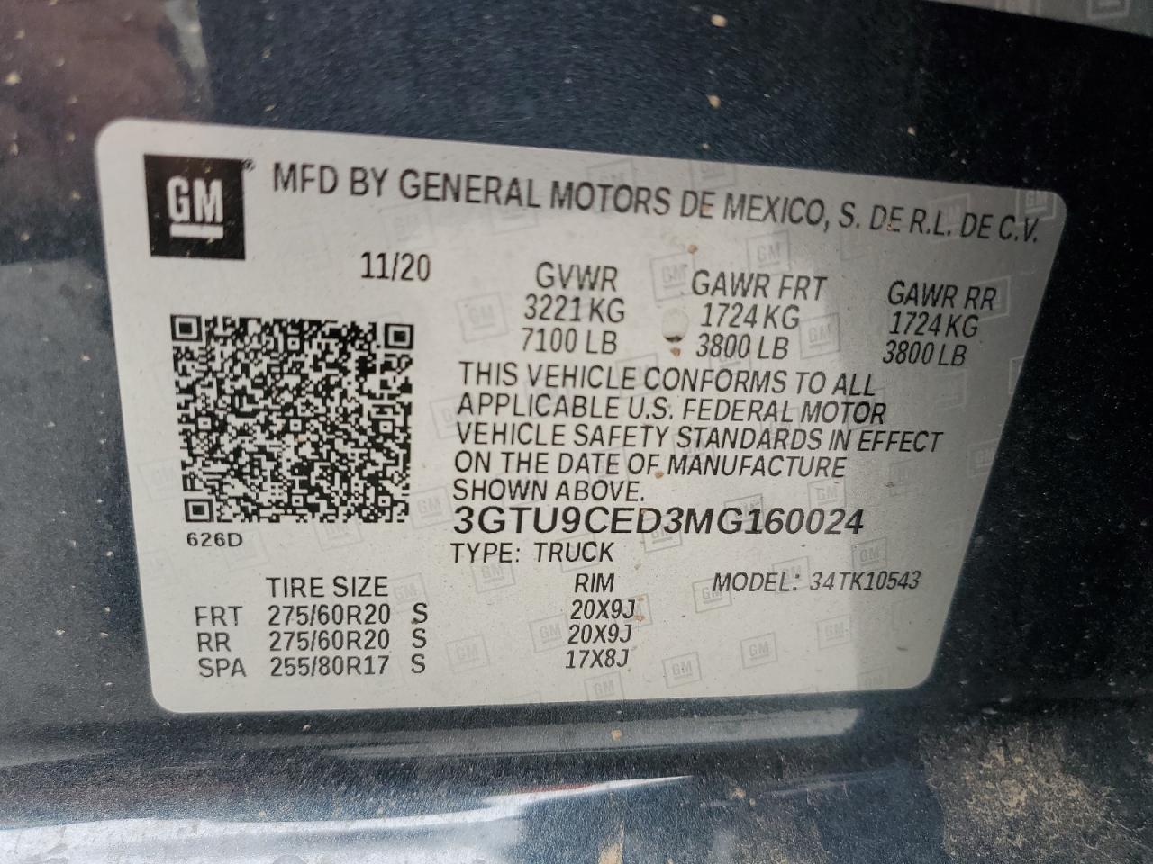 3GTU9CED3MG160024 2021 GMC Sierra K1500 Elevation