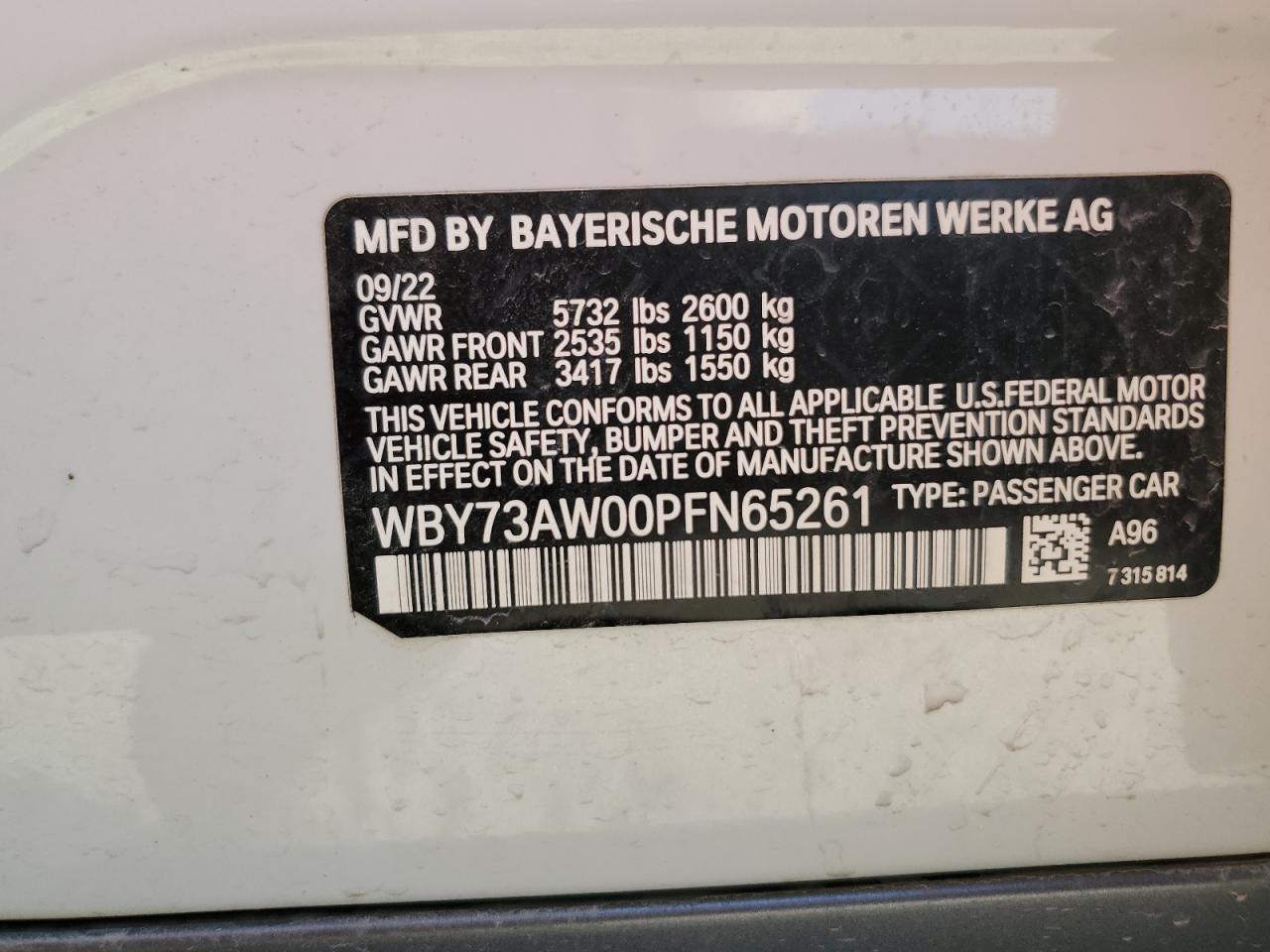 WBY73AW00PFN65261 2023 BMW I4 Edrive 40