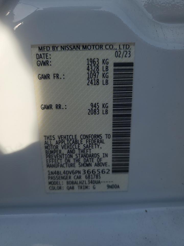 2023 Nissan Altima Sv VIN: 1N4BL4DV6PN366562 Lot: 69213994