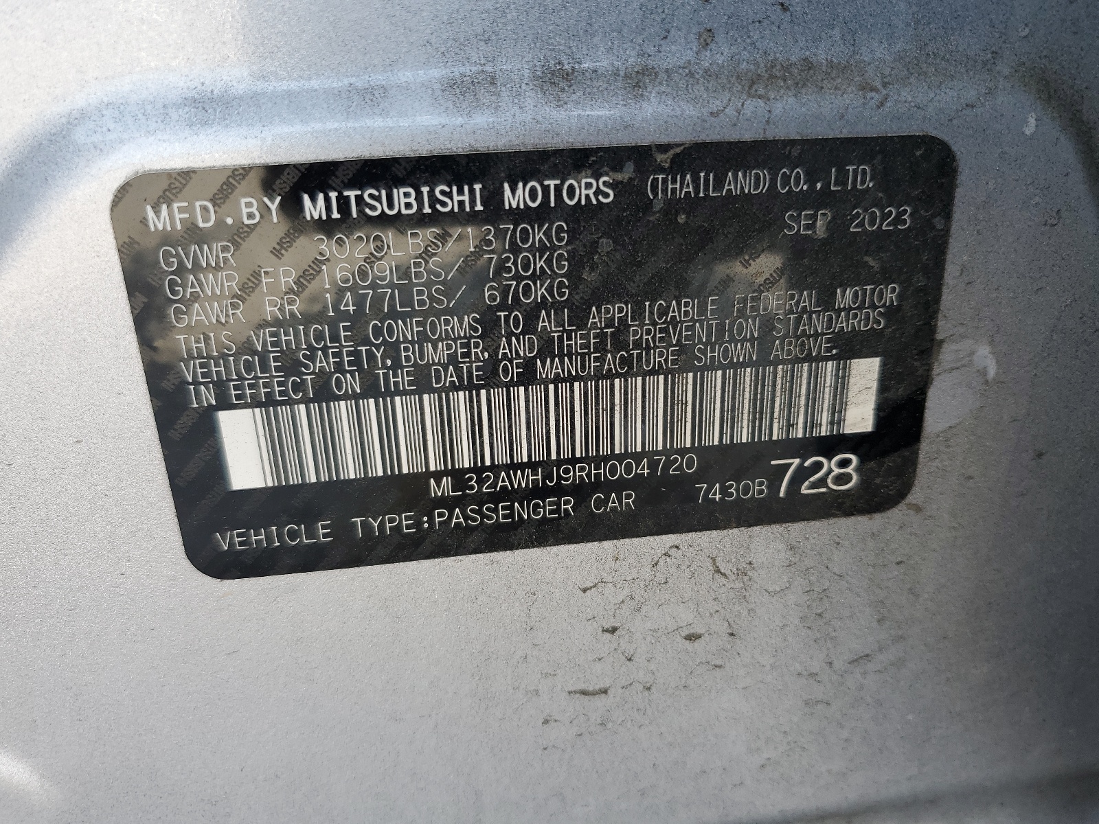 ML32AWHJ9RH004720 2024 Mitsubishi Mirage Se