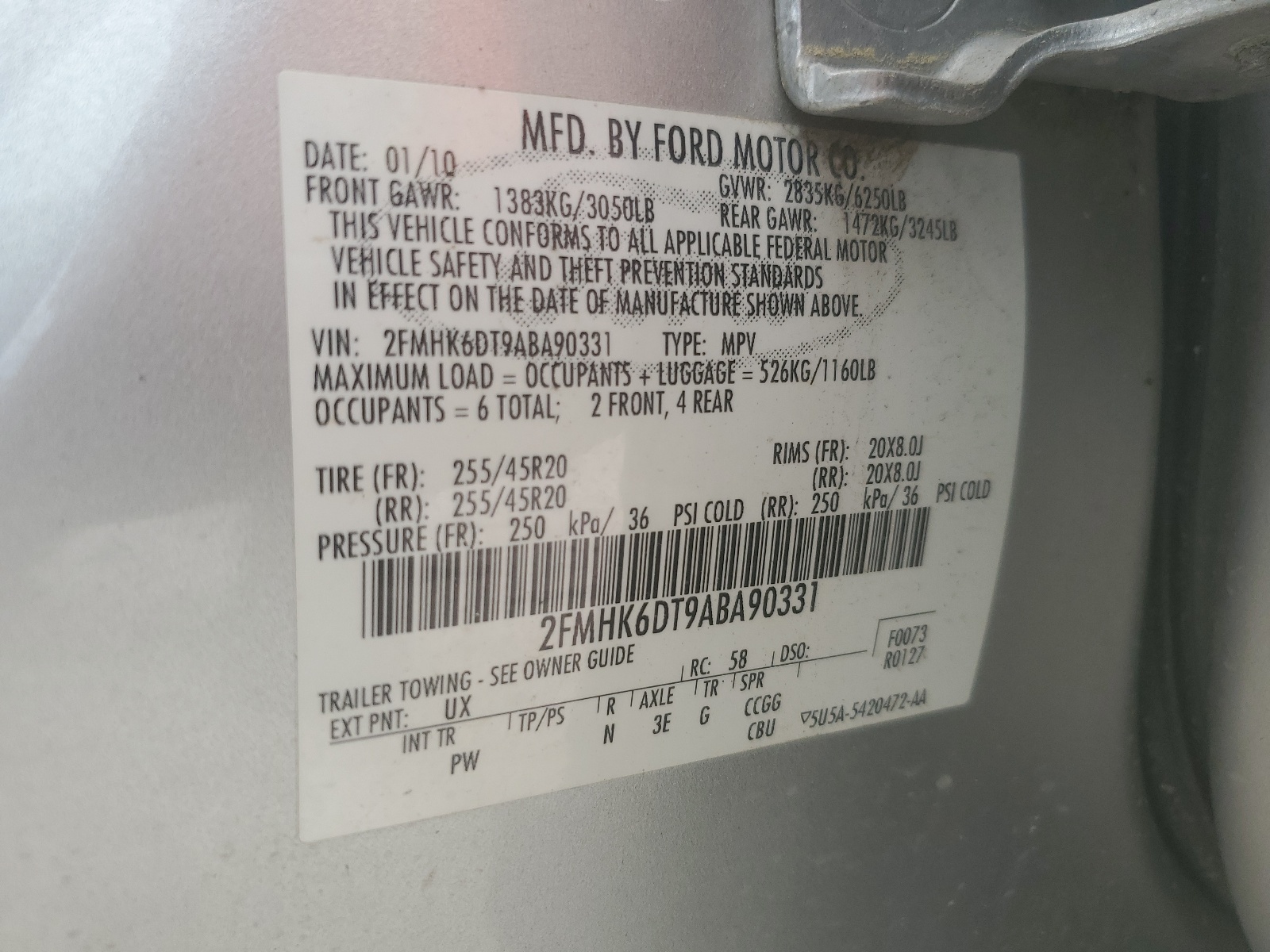 2FMHK6DT9ABA90331 2010 Ford Flex Limited