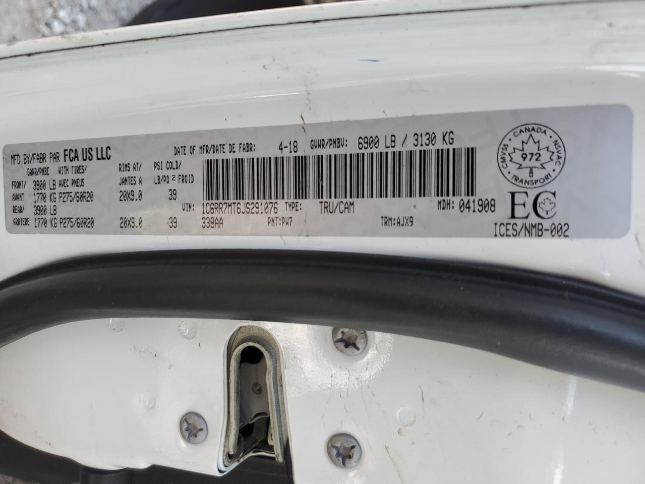 2018 Ram 1500 Sport VIN: 1C6RR7MT6JS291076 Lot: 65934684