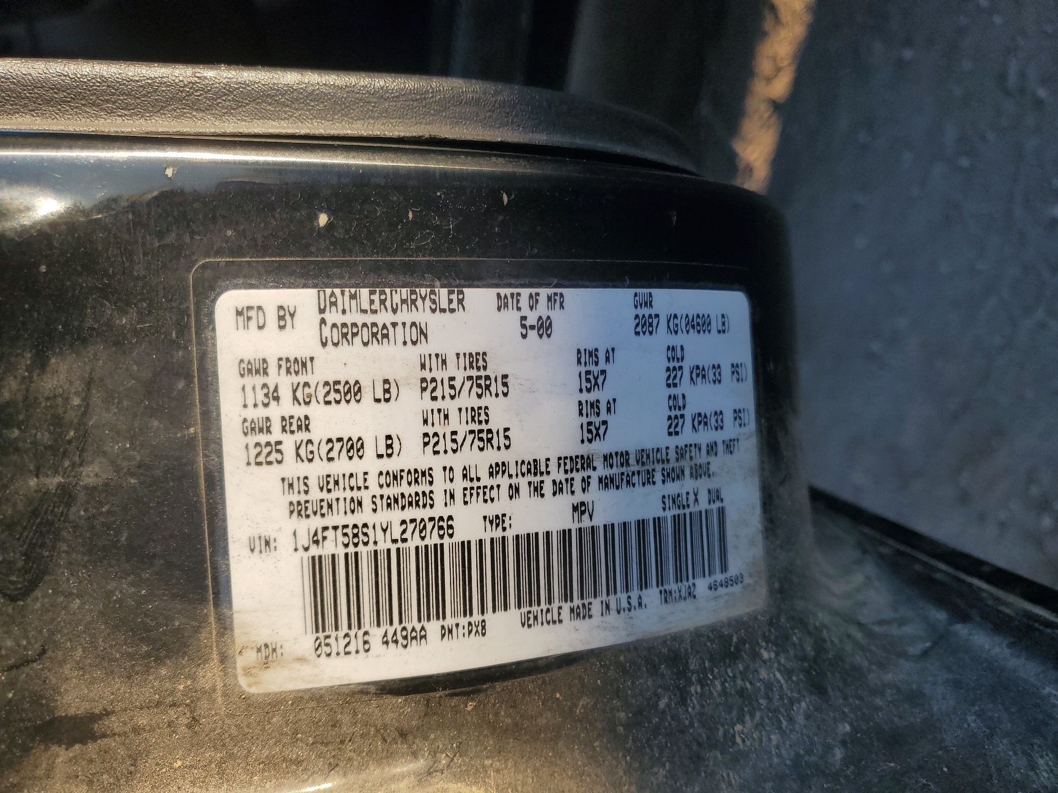 1J4FT58S1YL270766 2000 Jeep Cherokee Classic