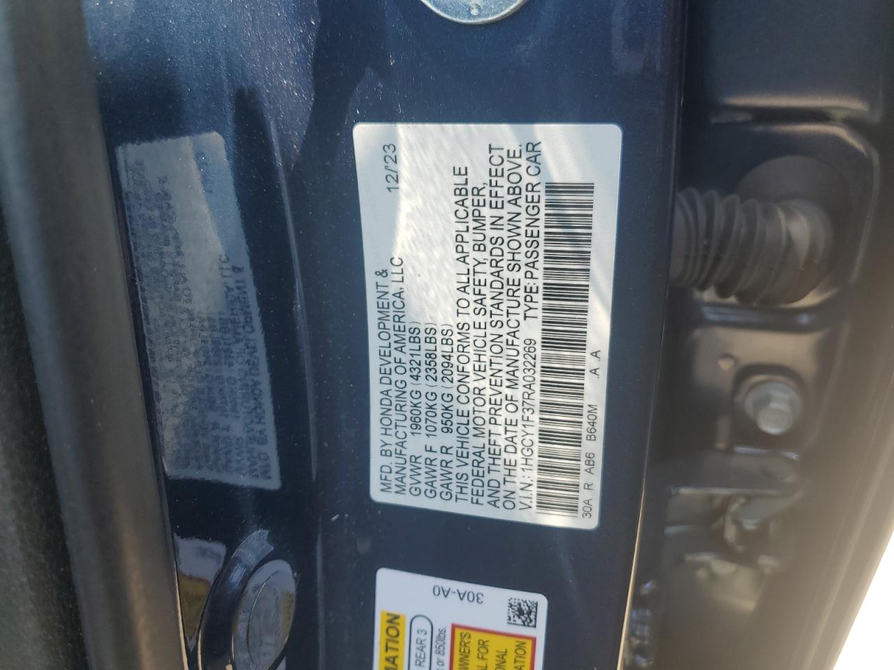 1HGCY1F37RA032269 2024 Honda Accord Ex