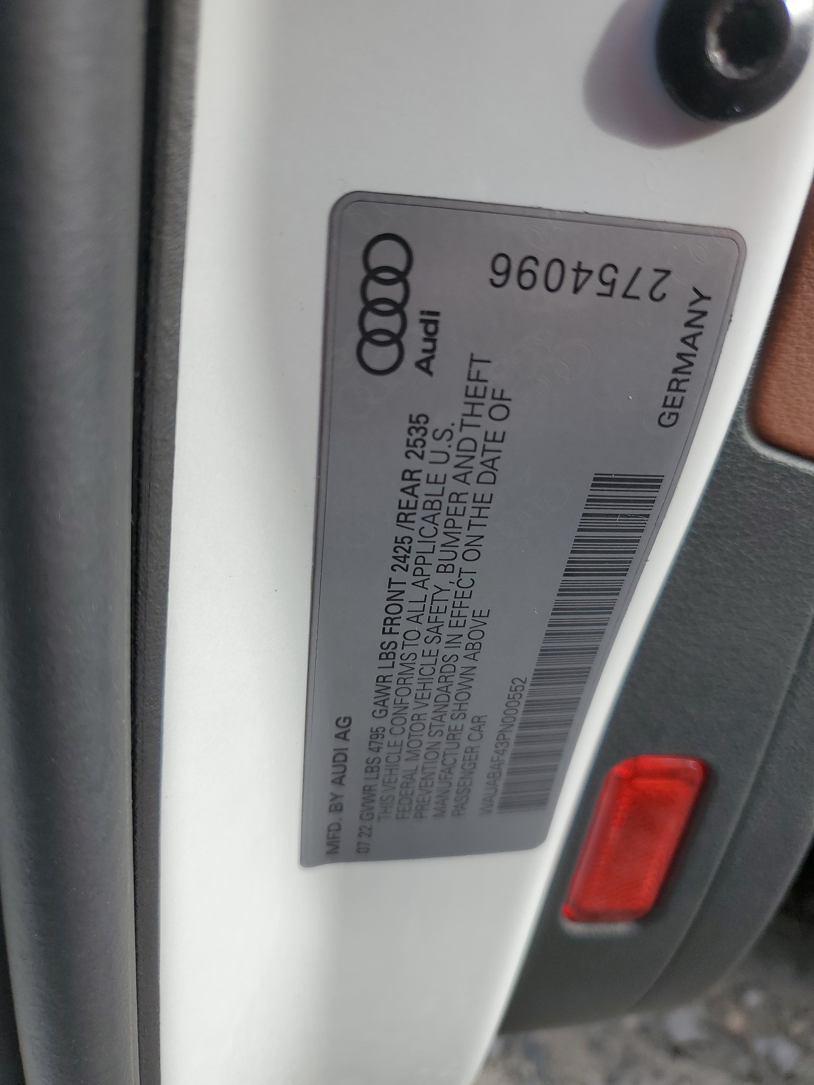 WAUABAF43PN000552 2023 Audi A4 Premium 40