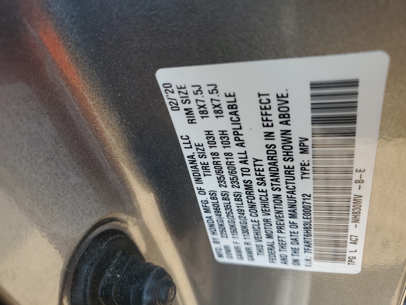 7FART6H83LE000712 2020 Honda Cr-V Exl