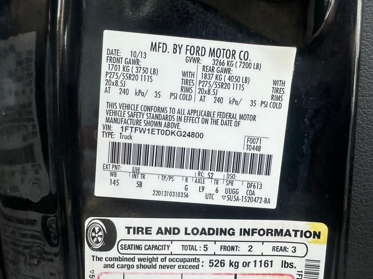 1FTFW1ET0DKG24800 2013 Ford F150 Supercrew