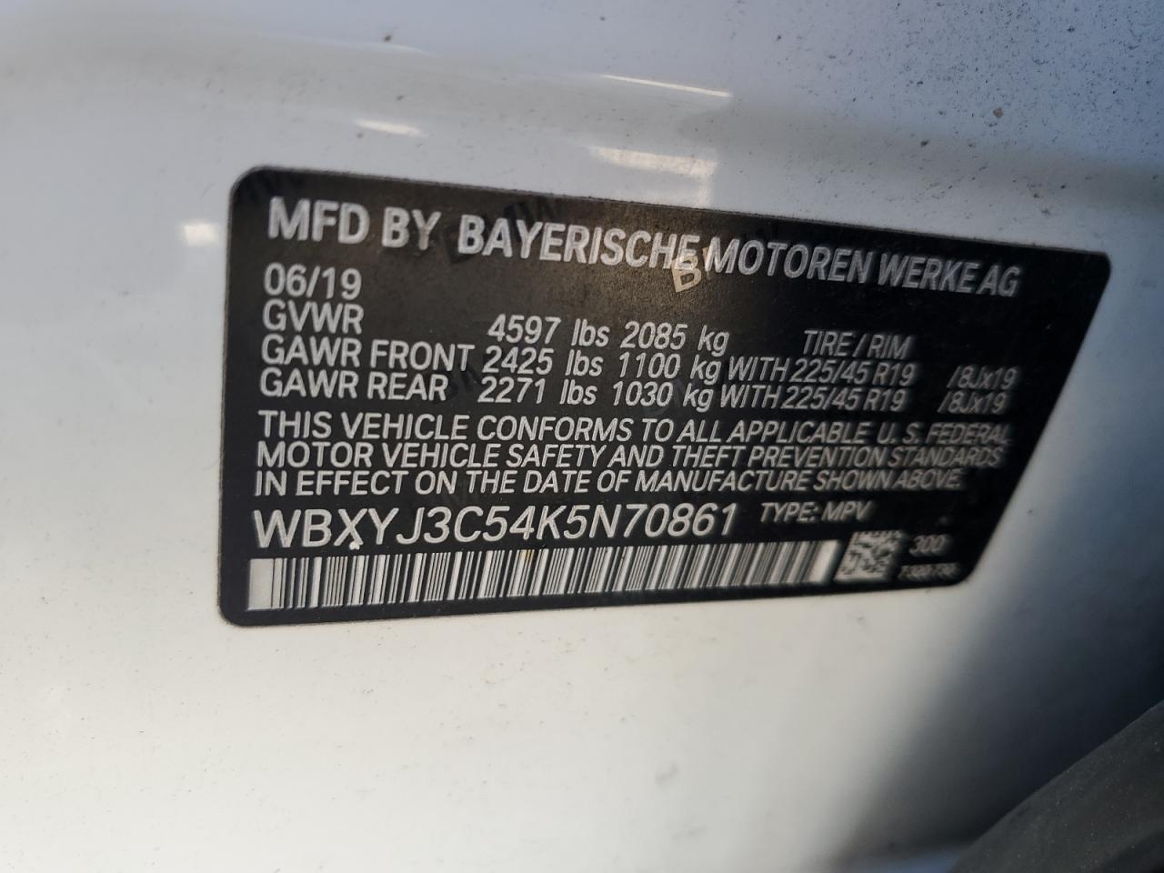 WBXYJ3C54K5N70861 2019 BMW X2 Sdrive28I